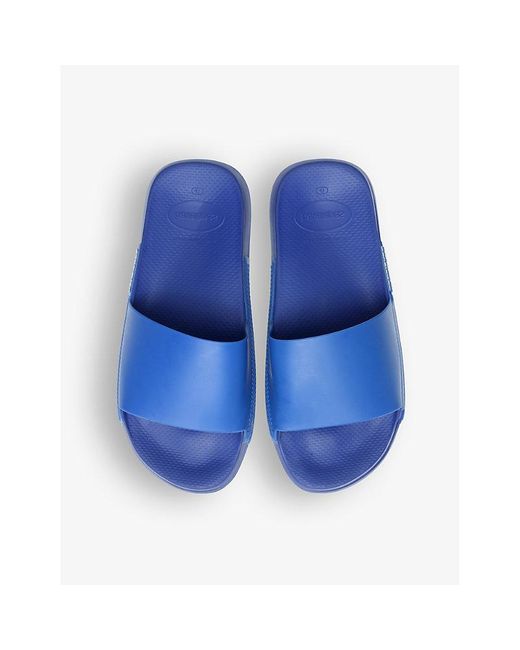 Havaianas Blue Classic Logo-embellished Rubber Sliders