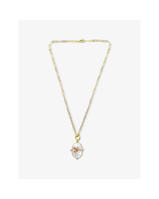 La Maison Du Couturier Metallic Ece London The Pegasus Ii 22Ct Vermeil Mother Of Pearl And Zircon Necklace