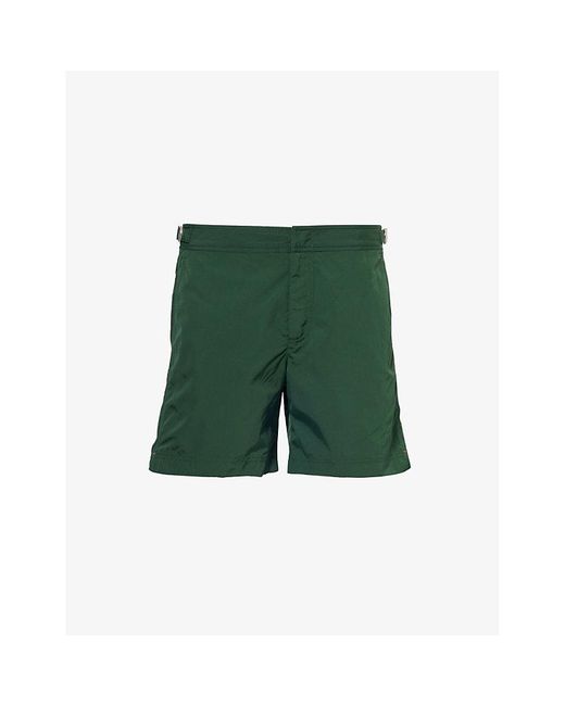 Orlebar Brown Green Bulldog Logo-tab Regular-fit Swim Shorts for men