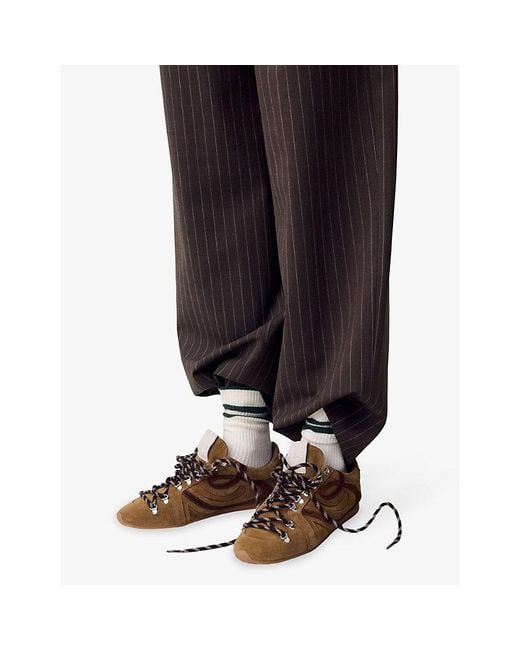 Claudie Pierlot Brown Contrast-Stitch Suede Trainers