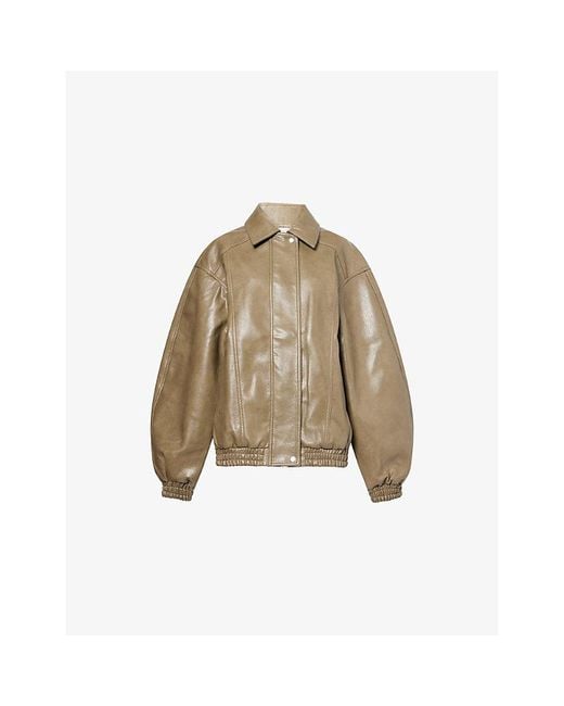 Frankie Shop Natural Prescott Relaxed-Fit Faux-Leather Jacket