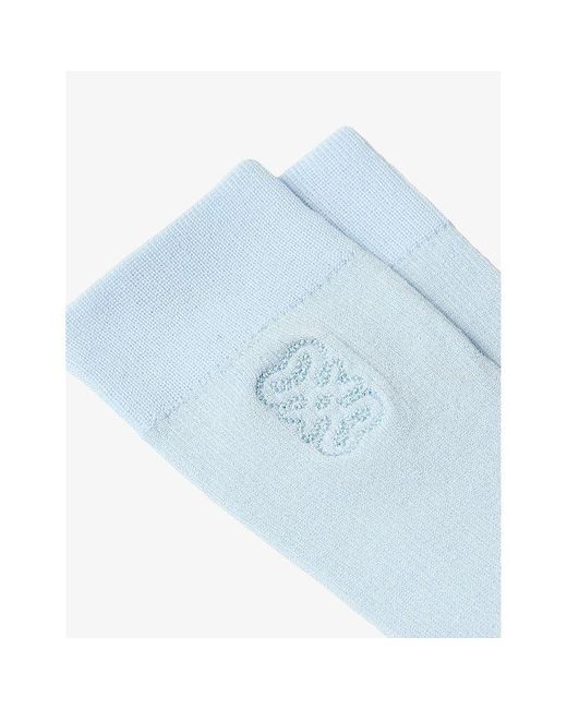 Sandro Blue Logo-Embroidered Ribbed Cotton-Blend Socks