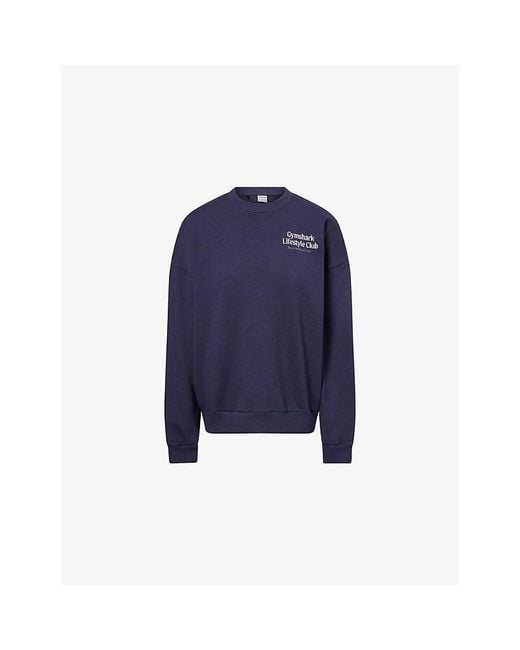 GYMSHARK Blue Lifestyle Club Graphic Cotton-Blend Sweatshirt