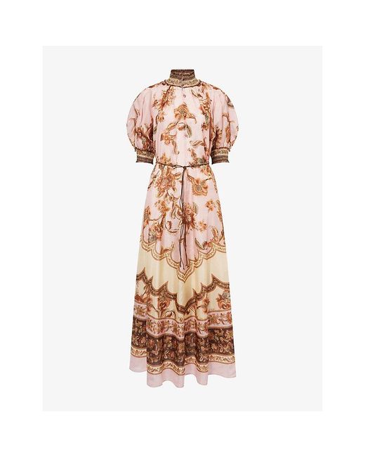 Zimmermann Multicolor Aster Billow Silk Maxi Dress