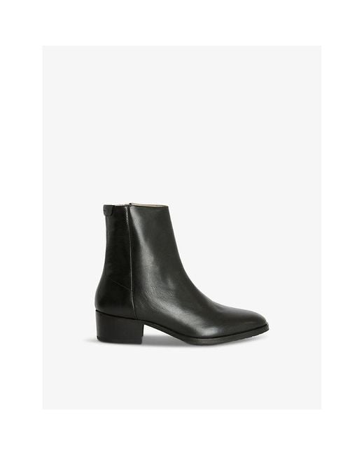 AllSaints Black Bonham Stacked-heel Leather Ankle Boots for men