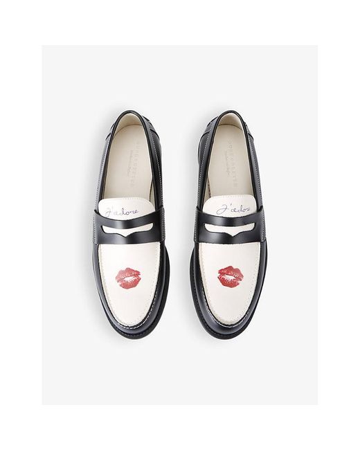 Duke & Dexter Black Wilde Kiss Leather Penny Loafers for men
