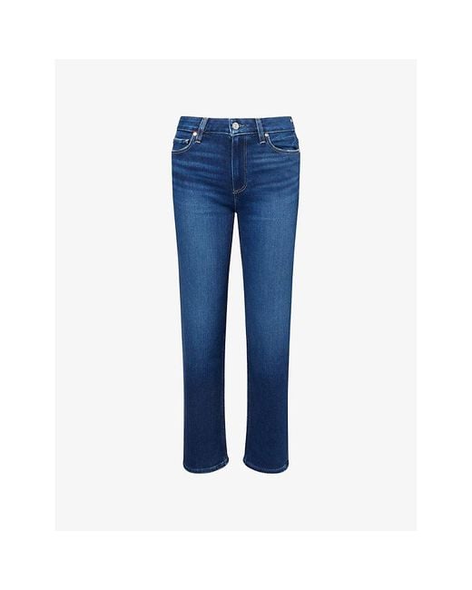 PAIGE Blue Mason Ankle Straight-Leg Mid-Rise Stretch-Denim Blend Jeans