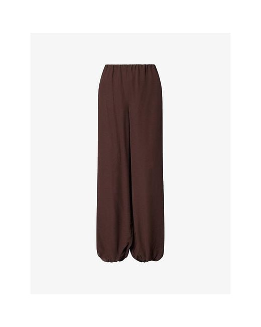Reformation Brown Zia Balloon-Leg Georgette Trousers