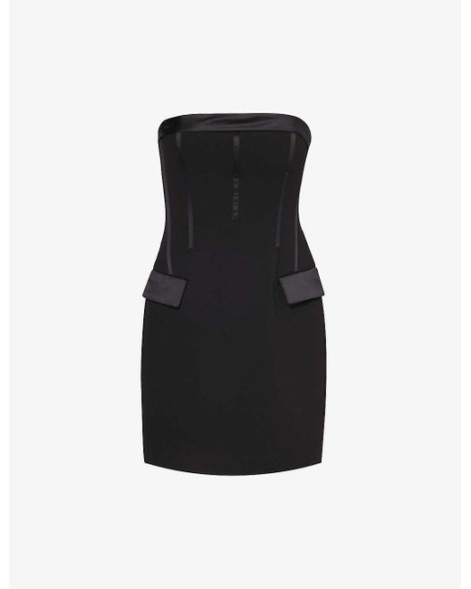 Zac Posen Black Strapless Slim-fit Stretch-woven Mini Dress