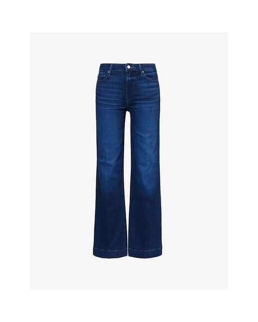 PAIGE Blue Leenah 32' Slim-Fit Wide-Leg Denim Jeans