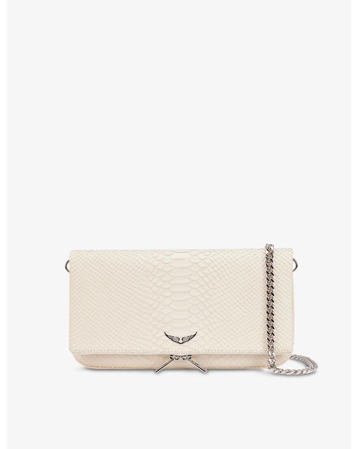 Zadig & Voltaire Rock Savage Leather Clutch Bag in Natural | Lyst