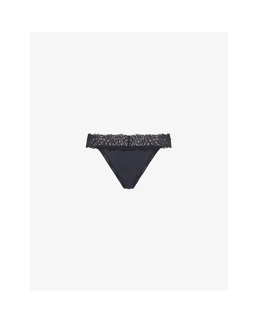 Calvin Klein Blue Attraction Lace-Waistband Stretch-Woven Thong