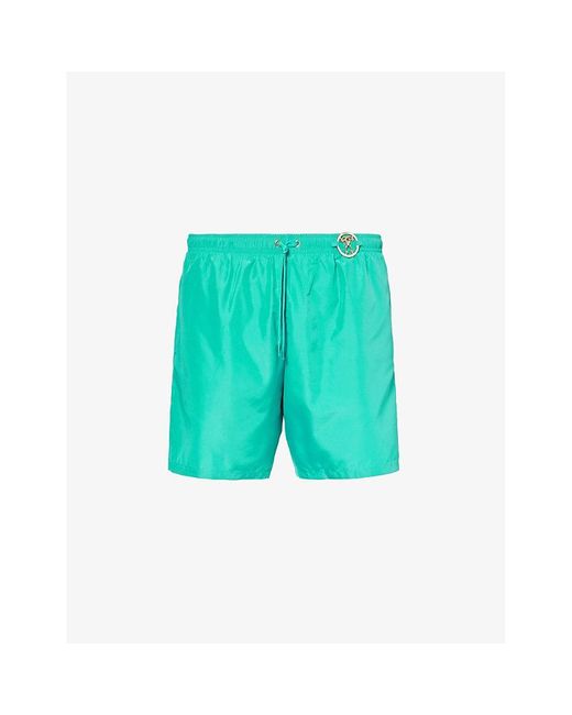 Moschino Green Branded-hardware Drawstring-waist Swim Shorts for men