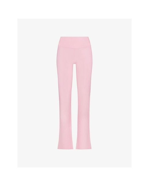 Skims Pink Foldover Cotton-Jersey Trousers