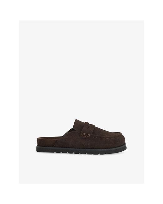 Dune Brown Goldens Suede Mule Loafers
