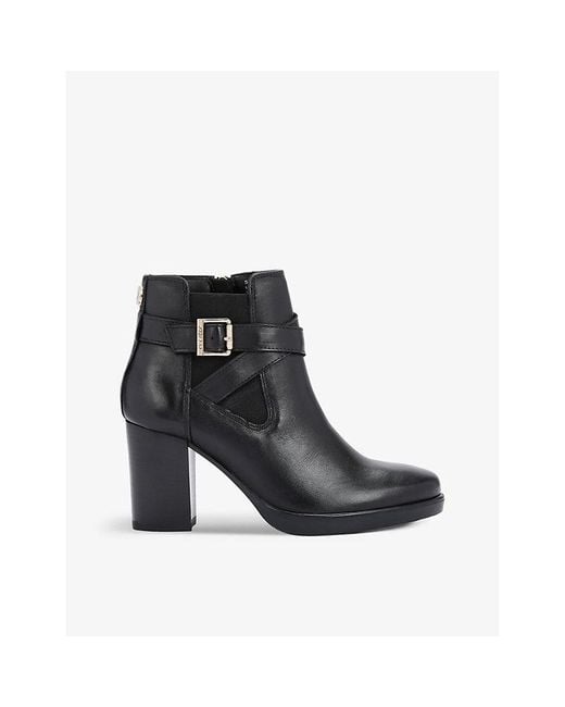 Carvela Kurt Geiger Black Buckle-Detail Leather Ankle Boots