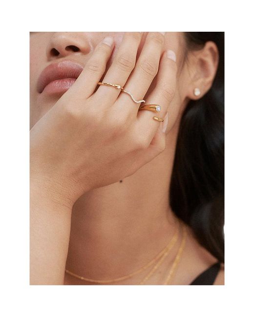 Monica Vinader Metallic Siren Mini 18Ct-Plated Vermeil Sterling And 0.006Ct Lab-Grown Diamond Ring