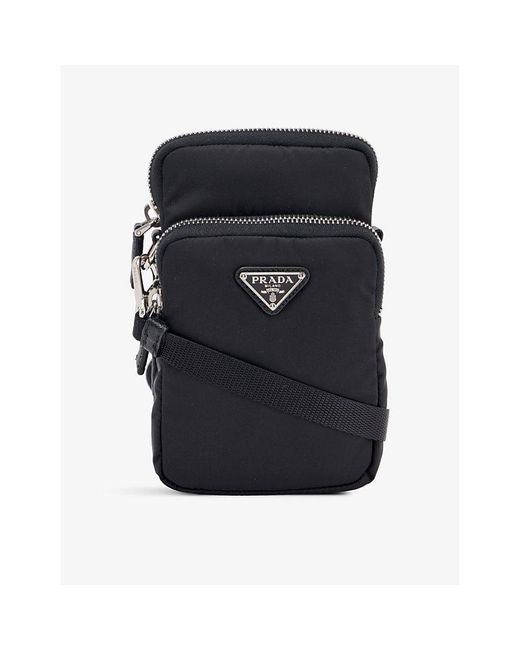 Prada Black Brand-plaque Detachable-strap Shell Cross-body Bag for men