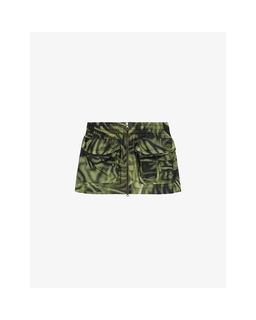 DIESEL Green O Mirty Camo-print Woven Mini Skirt