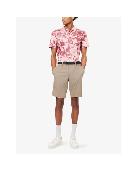 J.Lindeberg Pink Dario Masters Graphic-Print Woven Polo Shirt for men