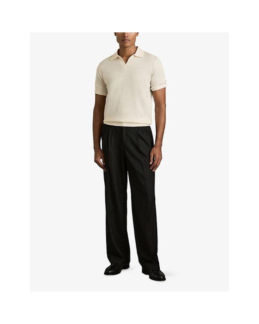 Reiss White Duchie Open-Collar Wool Polo Shirt for men