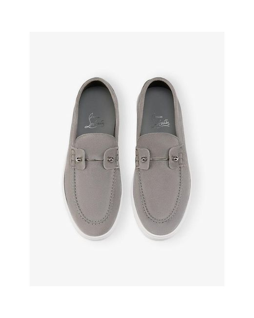 Christian Louboutin Gray Chambeliboat Donna Leather Boat Shoes
