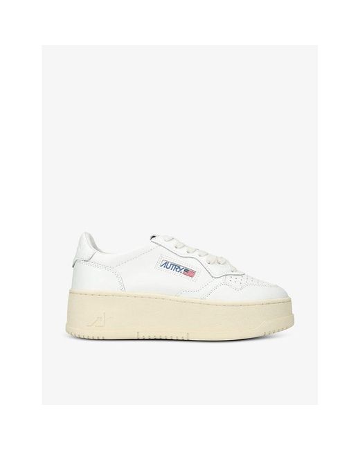 Autry White Medalist Platform Leather Low-top Trainers
