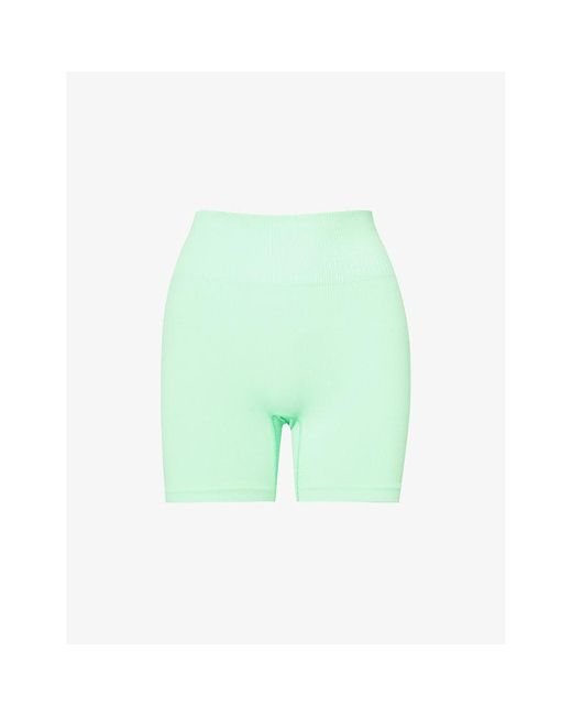 GYMSHARK Green Everywear Seamless Logo-print Stretch-knit Shorts X