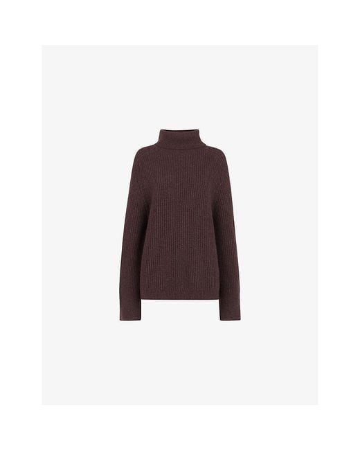 Whistles Brown Heavy Roll-Neck Wool Jumper