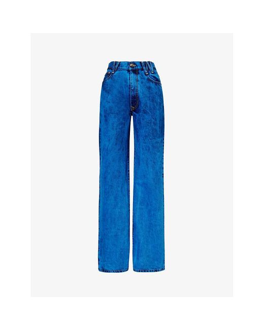 Vivienne Westwood Blue Ray Brand-patch Mid-rise Straight-leg Denim-blend Jeans