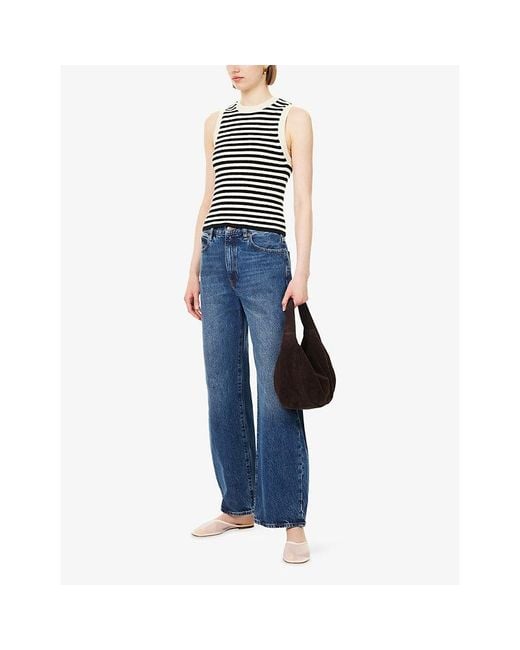 FRAME Blue The Bow Barrel-Leg Denim Jeans