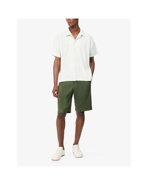 Homme Plissé Issey Miyake White Basics Pleated Knitted Shirt for men