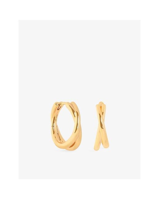 Astrid & Miyu Metallic Illusion Twist 18Ct-Plated Sterling- Hoop Earrings