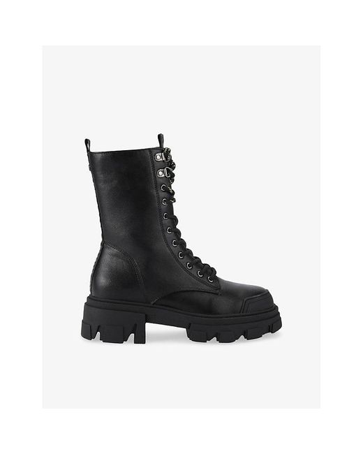 KG by Kurt Geiger Black Trekker Faux-Leather Ankle Boots