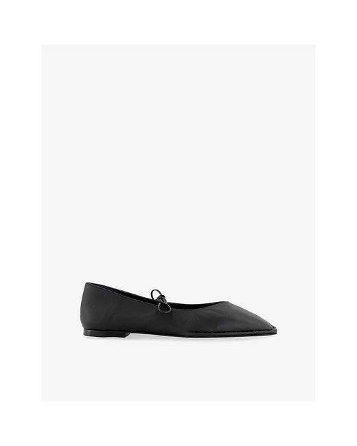 Alohas Black Sway Square-Toe Leather Pumps