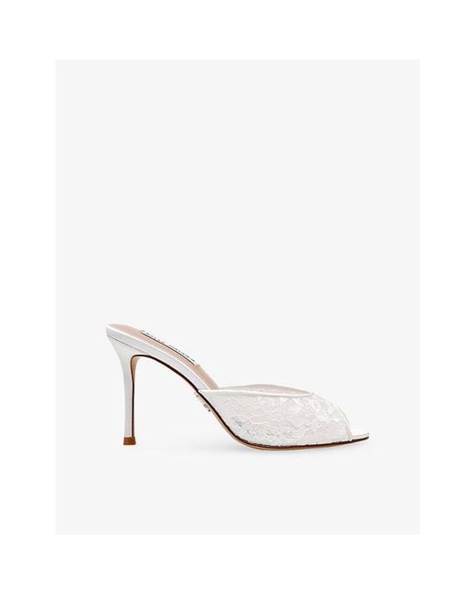 Steve Madden White Rollout Lace Heeled Mules