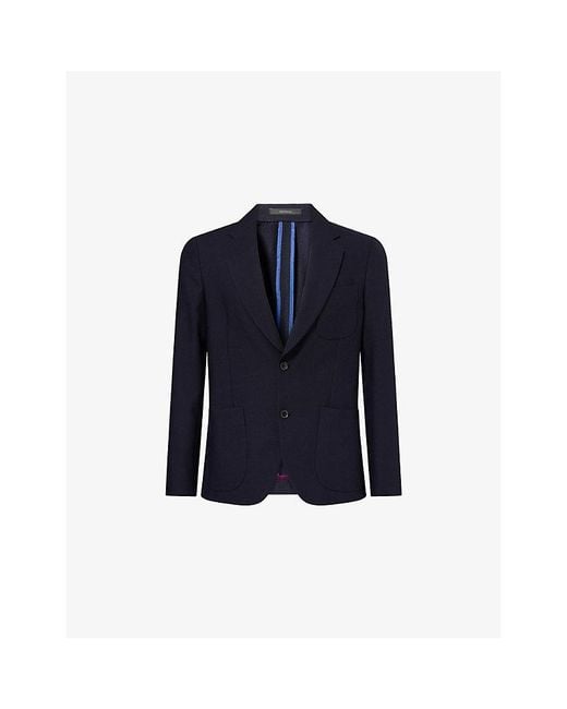 Paul Smith Blue Single-Breasted Unlined Wool Blazer for men