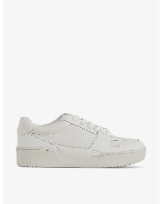 Reiss White Frankie Perforated Leather Low-top Trainers