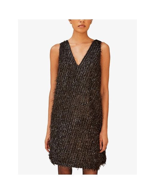 Ro&zo Black Demi V-Neck Stretch-Woven Mini Dress
