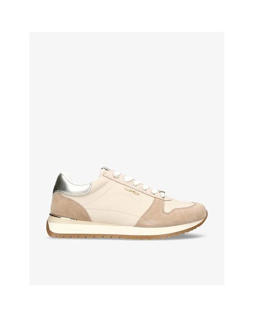 Carvela Kurt Geiger Natural Track Star Logo-embellished Nylon And Leather Low-top Trainers