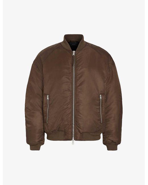 AllSaints Brown Akio Removable-sleeves Woven Bomber Jacket X for men
