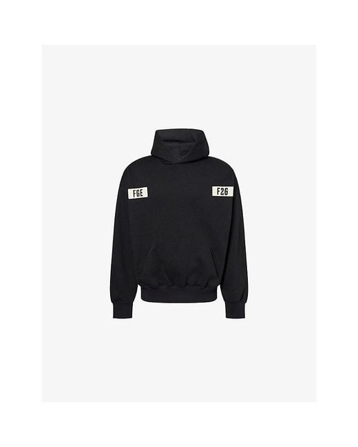 Fear Of God Black Logo-Patch 90's Cotton-Jersey Hoody for men