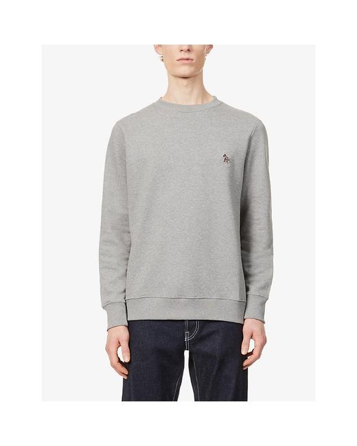 Paul Smith Gray Zebra Brand-Embroidered Cotton Sweatshirt for men