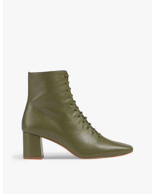 L.K.Bennett Green Arabella Leather Heeled Ankle Boots