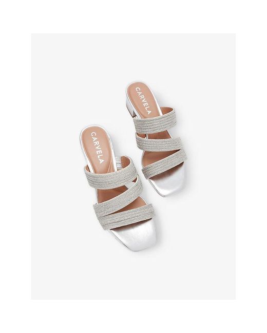 Carvela Kurt Geiger White Gala Jewel-Embellished Rope-Effect Woven Mules