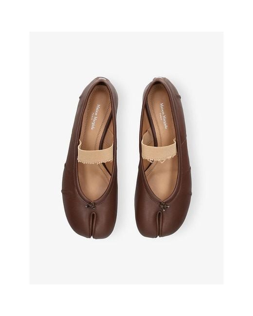 Maison Margiela Brown Tabi Leather Ballerina Flats