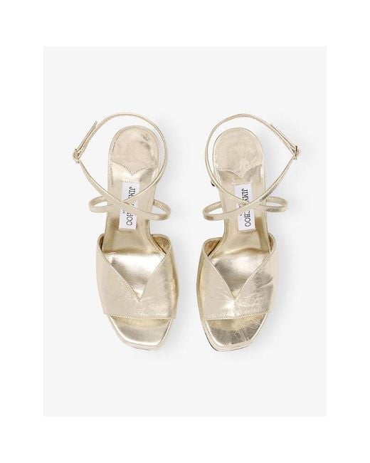 Jimmy Choo Karli Platform 125 Metallic Leather Sandals