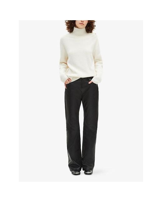 The Kooples White Button-Neck Long-Sleeve Wool Jumper