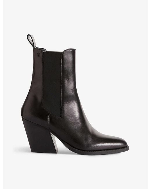 Claudie Pierlot Black Rabica Pointed-toe Leather Heeled Ankle Boots