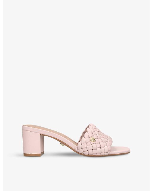 Carvela Kurt Geiger Pink Laatice Woven-texture Faux-leather Heeled Mules